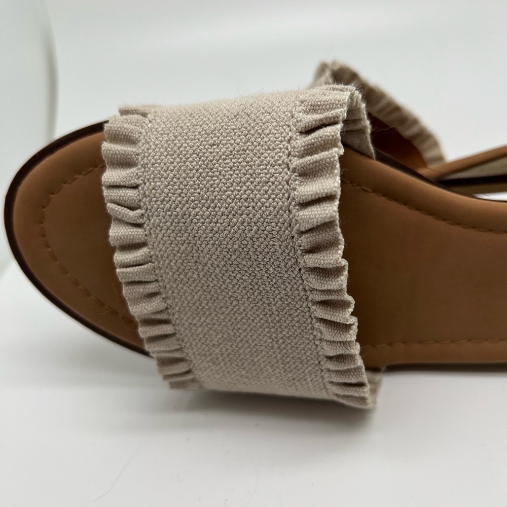 Joie Beige Ruffle Slide Sandals - Picture 2 of 4